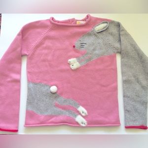Mini Boden pink rabbit sweater, size 11-12